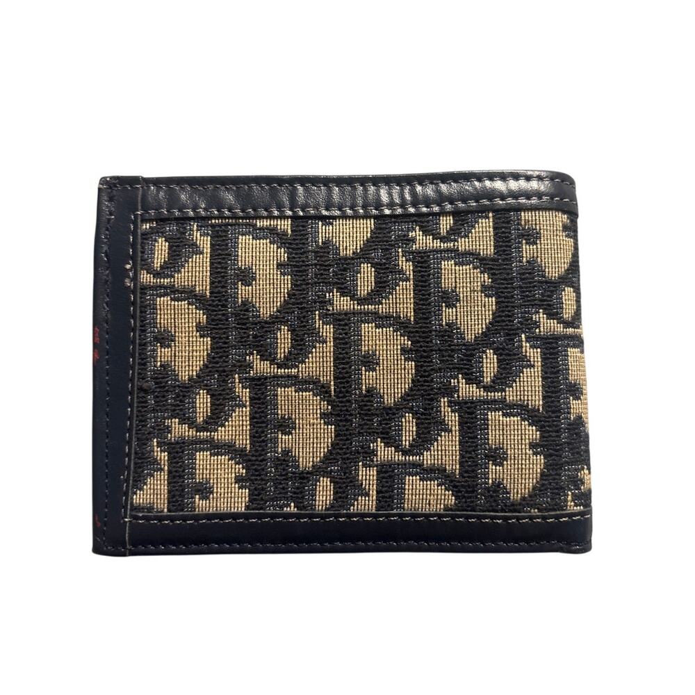 Christian Dior Oblique Jacquard Bifold Wallet Canvas Cowhide Trotter Monogram - Picture 2 of 6